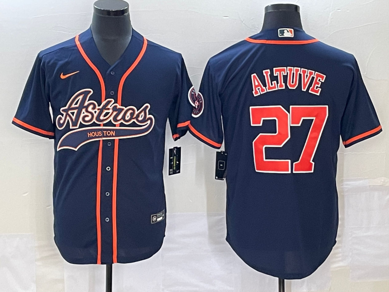 Men's Houston Astros Jose Altuve #27 Navy Jersey Joint Edition